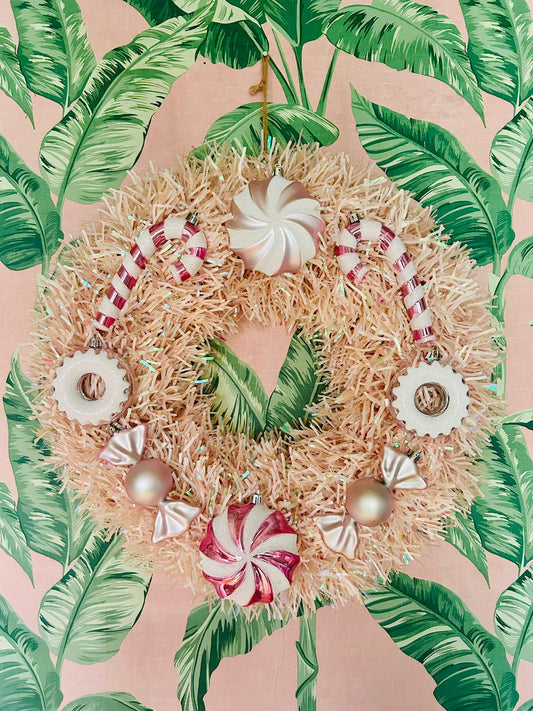 Candy Cane Back Lane Christmas Wreath